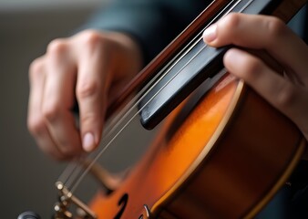 Close-up of a Cellist's Hands Playing