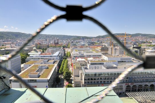 View of the city centre from the station tower, Stuttgart main station, Baden-W&uuml;rttemberg, Germany
