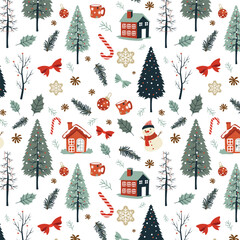 Cute Christmas seamless pattern, christmas background