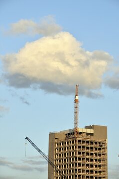 The Lufthansa high-rise (headquarters of the German airline until 2007) on the banks of the Rhine in Deutz becomes MaxCologne, renovation until 2012, Cologne, North Rhine-Westphalia, Germany