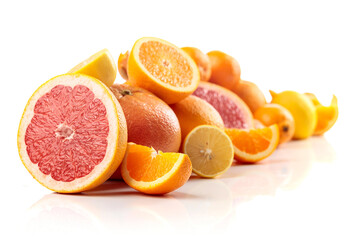 Citrus fruits isolated on white background.