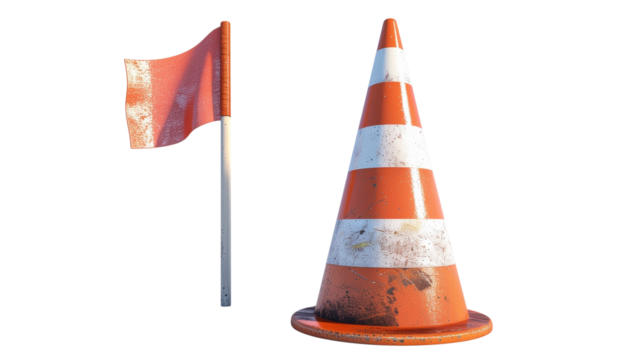 High-Resolution Boundary Cone PNG — Sports Field Marker Used in Cricket, Football, and Training Grounds, Isolated on Transparent Background