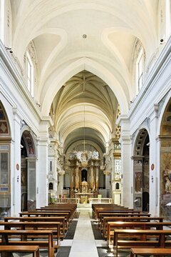 Interior view, nave, church Trinit&agrave; dei Monti, Spanish Steps, Rome, Lazio, Italy