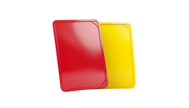 Referee Red and Yellow Cards Isolated on Transparent Background – Sports Decision Concept