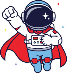 illustration of a flying astronaut mascot icon