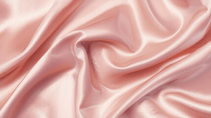 Smooth pink satin fabric with elegant folds creates luxurious and soft texture