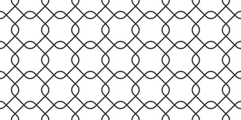 Naklejka premium Minimalistic line grid background. Decorative diamond line motif. Black and white seamless design. Outline square texture. Abstract crisscross tile vector pattern