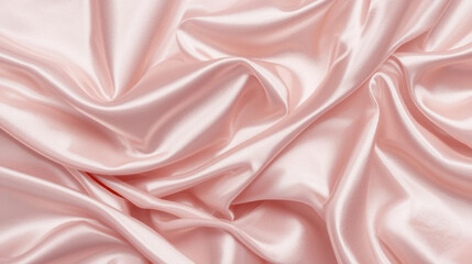 Luxurious pink satin fabric with soft folds and glossy sheen creates elegant and smooth texture
