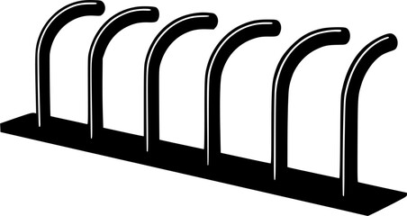 black and white silhouette of a bicycle rack vector on a white background
