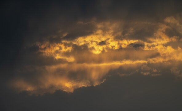 Dramatic clouds at sunset, black clouds, thunderstorm, Nxai Pan National Park, Botswana