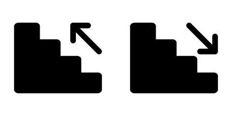 Stairs up and down pictogram. stairs sign illustration. stairs icon. flat style black and white vector illustration.	