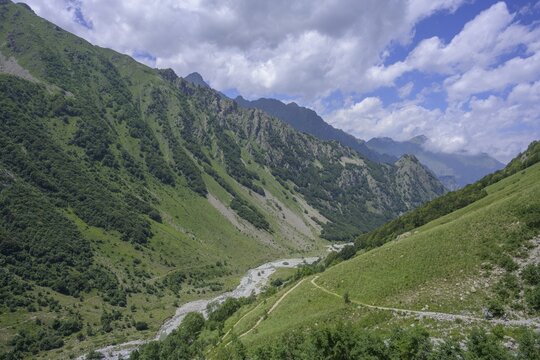 View of the Pra del Rasur high valley, hike to Lago del Vei del Bouc, Entracque, province of Cuneo, Italy