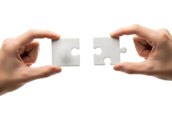 Connecting Puzzle Pieces: Hands Symbolizing Collaboration and Problem Solving on Black Background