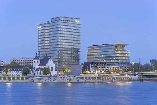 Staircase on Deutz Rheinboulevard, G&ouml;rg commercial law firm, Lanxess Tower, Deutz, Cologne, North Rhine-Westphalia, Germany