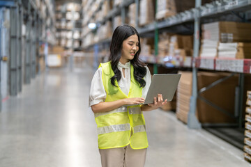 Female engineers discussing inventory in warehouse logistics and supply chain planning, operation management, data analysis, warehouse shipping, inventory tracking, optimization and technology