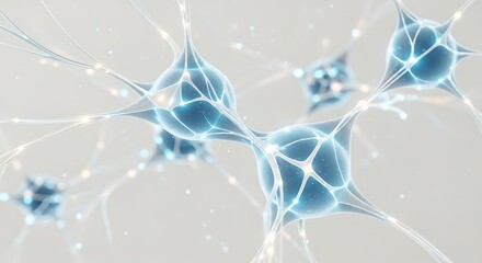 Abstract glowing neurons with light particles background representing brain activity science technology