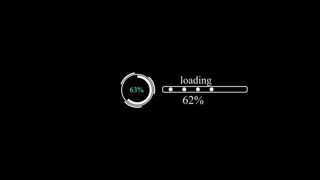 Digital loading vertical bar animation design concept
Progress indicator 0 to 100 motion on black background