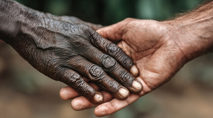 Fototapeta premium Touching hands unite diverse cultures in a symbol of empathy hope and global community support