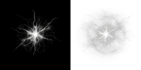 Electric lightning bolt overlay on contrasting black and white backgrounds, showcasing dynamic energy and visual impact for creative design projects and artistic expressions