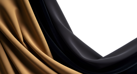 Elegant fabric folds (silk, chiffon, velvet textures) isolated on PNG background.