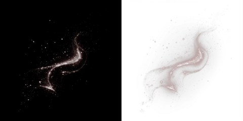 Abstract sparkling swirl illustration with shimmering particles on contrasting backgrounds, showcasing elegant movement and dynamic flow, perfect for creative design projects and visual storytelling