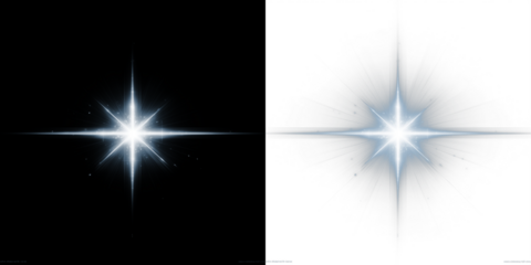 Bright starburst overlay on contrasting black and white backgrounds, creating a striking visual effect for design projects, enhancing creativity and inspiration in digital artwork