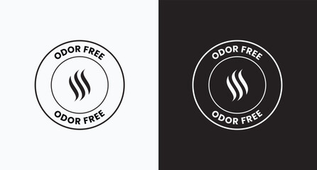 Odor control certified vector badge design in black and white for labeling hygiene product packaging. Odor prevention seal for hygiene packaging. Vector illustration.