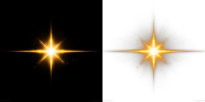 Bright golden starburst overlay on contrasting black and white backgrounds, creating a striking visual effect for creative projects and design applications