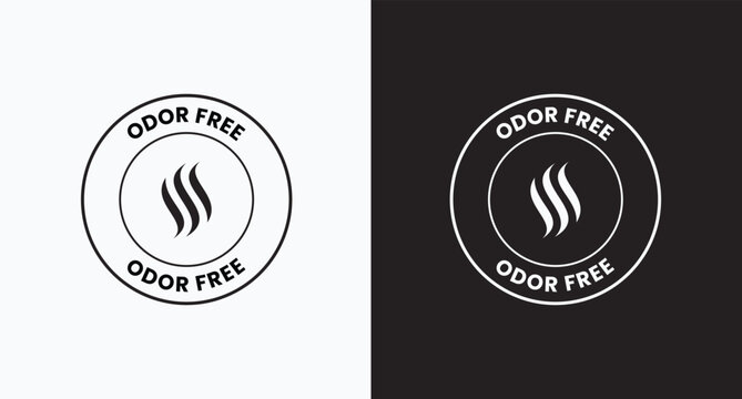 Odor control certified vector badge design in black and white for labeling hygiene product packaging. Odor prevention seal for hygiene packaging. Vector illustration.