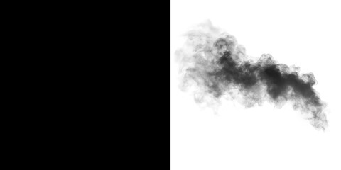 Black smoke overlay on white background, creating a dramatic visual effect, ideal for artistic projects, design elements, and creative compositions with copy space