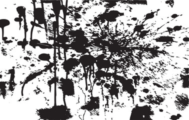 Grunge style black ink splatter illustration on white background design