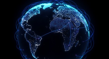 Digital earth globe with glowing network connections over africa