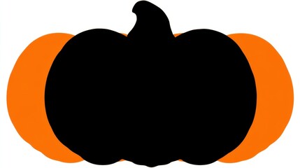 Black pumpkin silhouette surrounded by vibrant orange gourds, perfect for Halloween themed designs, invitations, or seasonal decor projects.