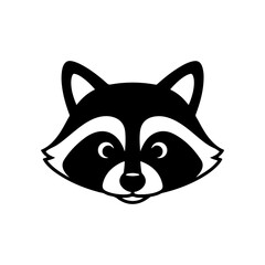 Minimalist Black and White Raccoon Head Icon Vector Illustration