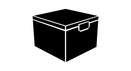 Black storage box with handle isolated on white background.