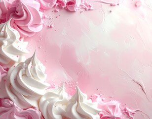 Generated image　かわいいピンクと白のクリームの背景素材