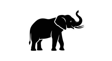 Fototapeta premium Majestic Elephant Silhouette with Trunk Raised in Celebration.