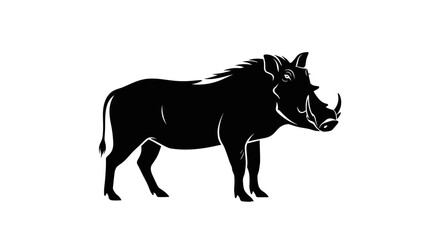 Obraz premium Silhouette of a wild boar standing against a white background.