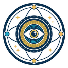 Fototapeta premium Mystical eye symbol with celestial elements and cosmic connections.