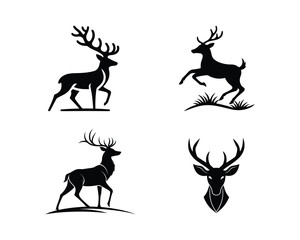 deer logo set, deer vector silhouette, deer silhouette, deer vector, silhouette, deer set, animal silhouette, vector, deer antler silhouette, forest animal logo
