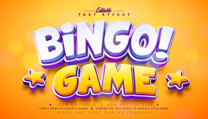 Bingo Game Editable Text Effect Design Vector Graphic Style with Shadow and 3D Scalable Typography Lettering on Yellow Background. Premium Luxury Gambling Illustration Template for Casino