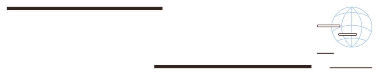 Central globe surrounded by horizontal lines representing internet, communication, networking, and digital connections. Ideal for technology, innovation, data, globalization, worldwide reach