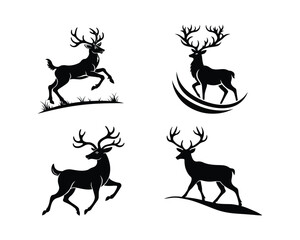 deer logo set, deer vector silhouette, deer silhouette, deer vector, silhouette, deer set, animal silhouette, vector, deer antler silhouette, forest animal logo