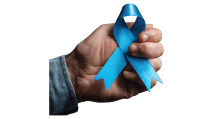 "Blue Awareness Ribbon in Hand – Symbol of Support & diabetes 