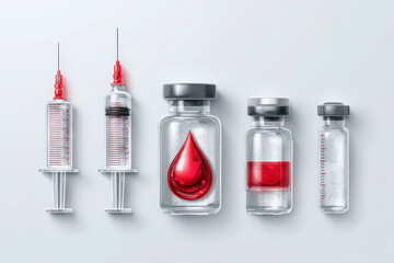 "Medical Syringes and Vials with Red Liquid &ndash; Diagnostic Tools for Blood Testing & Lab Procedures"