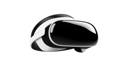VR headset on transparent background, sleek futuristic design 