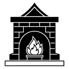 Cozy Fireplace Vector Illustration | Warm Home Interior Graphic Design