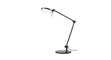 Black adjustable desk lamp isolated PNG with Transparent Background