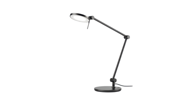 Black adjustable desk lamp isolated PNG with Transparent Background
