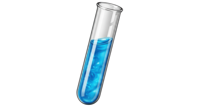 Test tube with blue liquid isolated PNG with Transparent Background